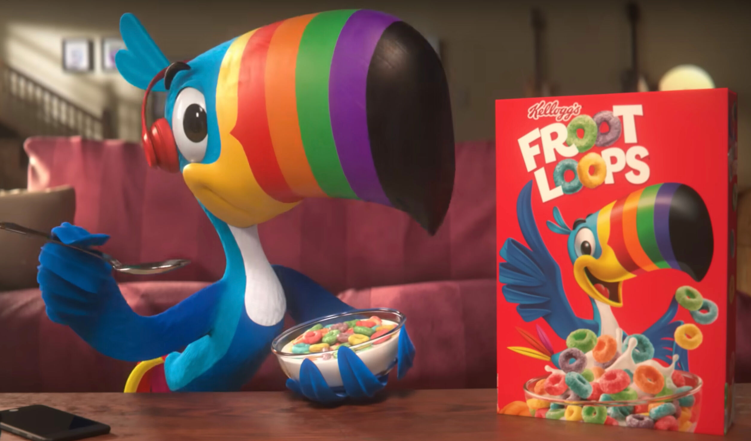 Froot Loops mascot Toucan Sam in a 2023 ad.