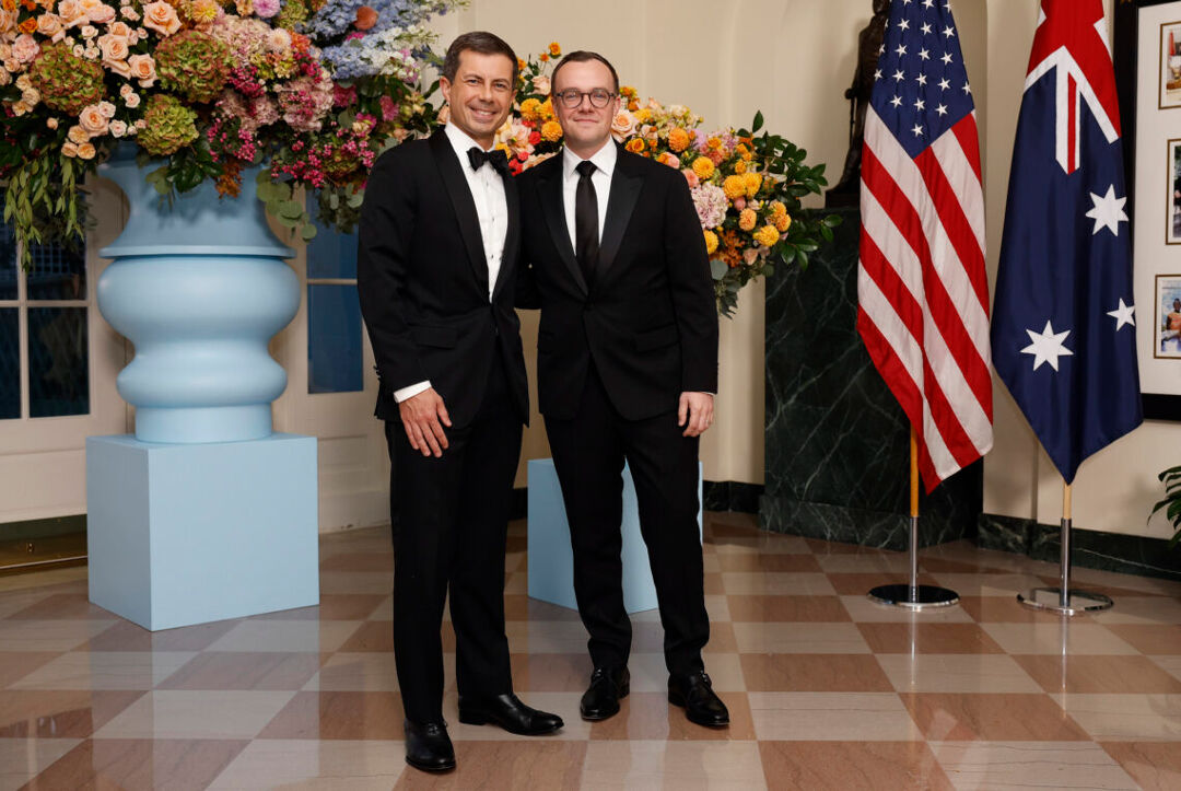 Pete and Chasten Buttigieg at the White House.