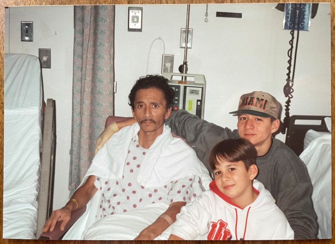 Dad, Mike, and me at the hospital 