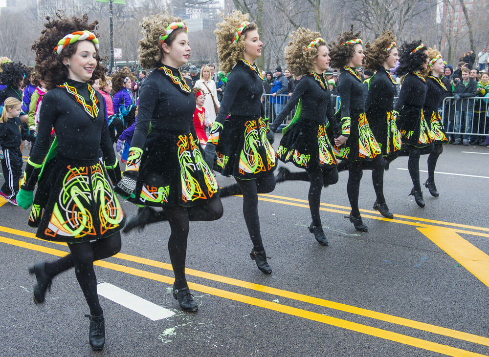 CHICAGO - MARCH 16, 2023 : Irish dancers participate at the annual Saint Patrick's Day Parade in Chicago