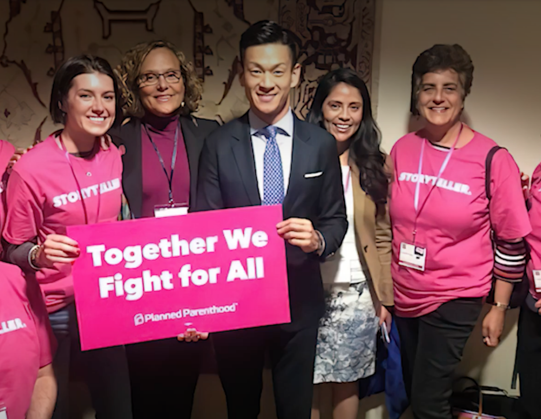 Evan Low with supporters in his campaign website video