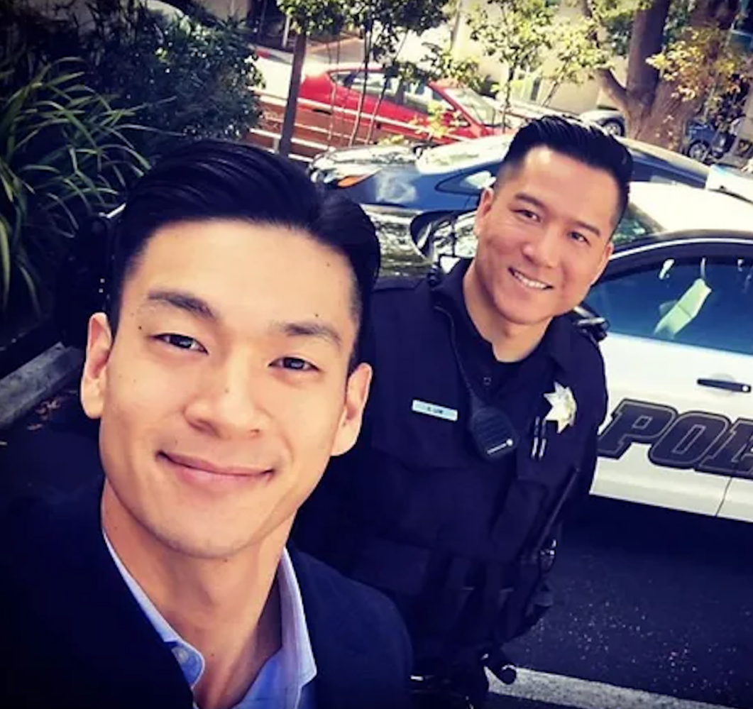 Evan Low with his brother Ryan, a police officer.