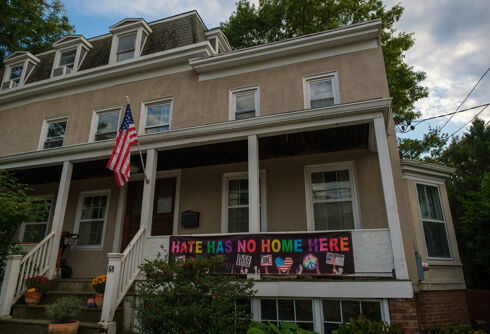 Angry Republicans are going to protest against a “Hate has no home here” flag in a classroom