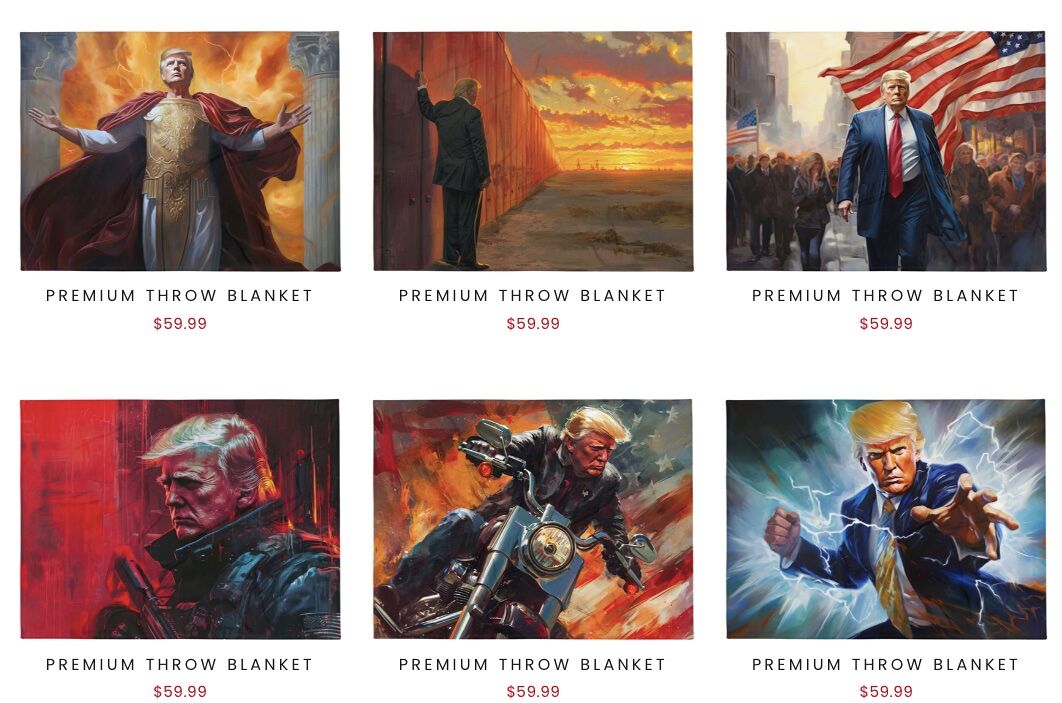 An image of premium throw blankets from "Art for Patriots"