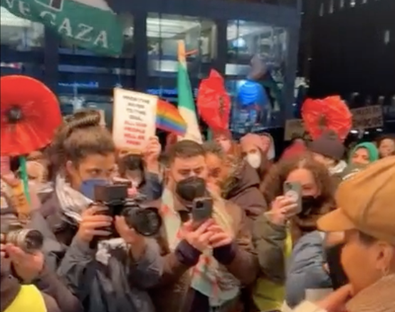 Anti-war protestors demand HRC end its “complicity” in Palestinian “genocide”
