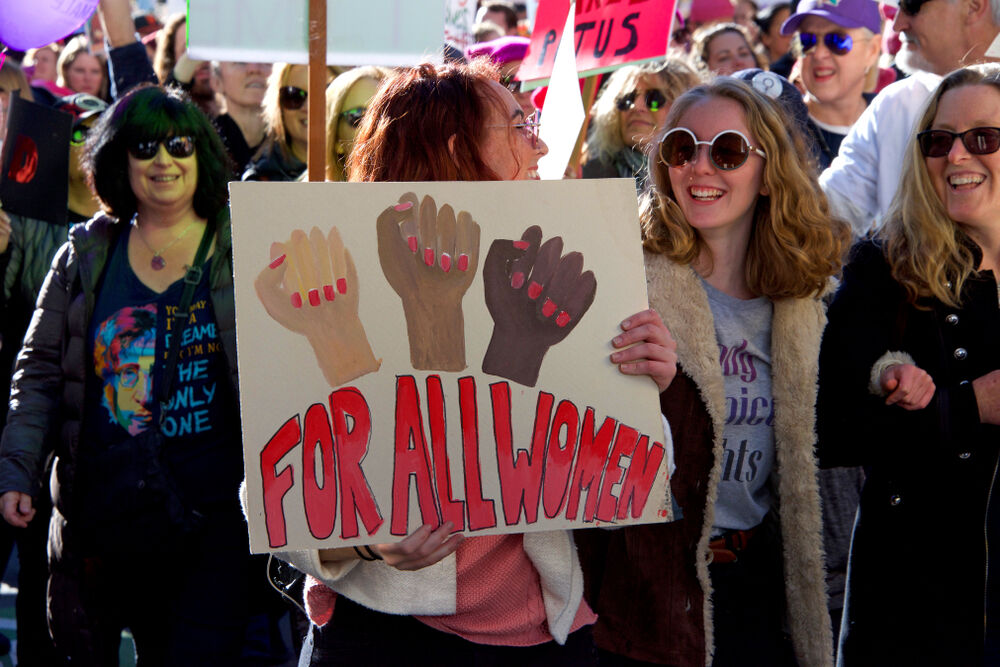 San Francisco, CA - January 20, 2018: Unidentified participants in the Women's March