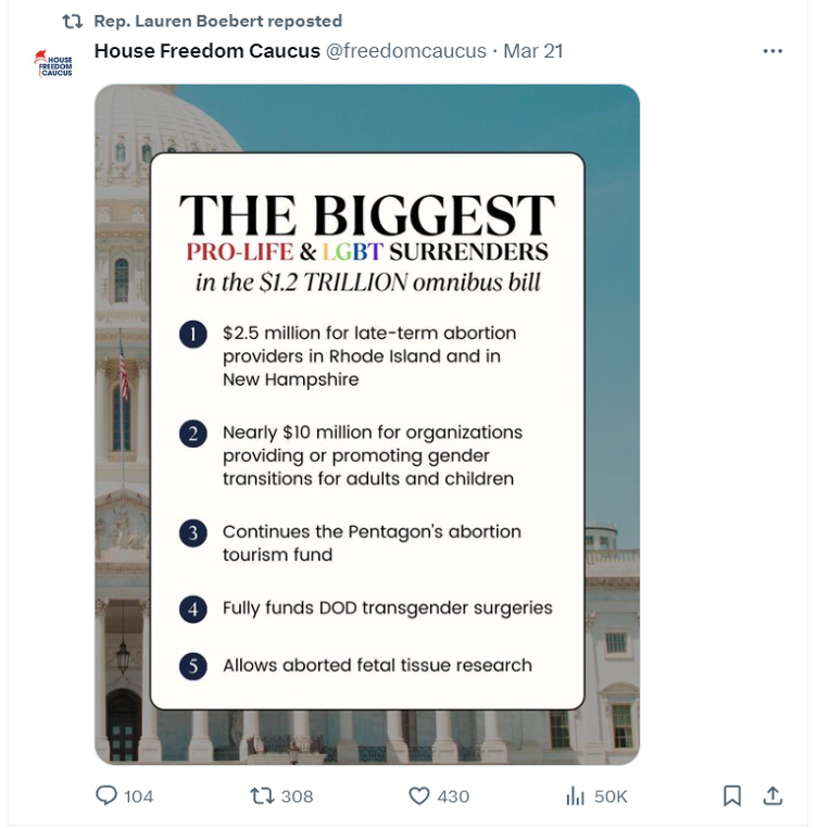 Boebert retweeting the freedom caucus tweet