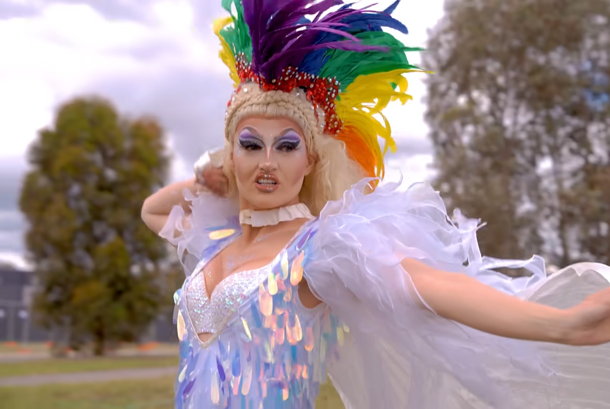 Drag queen dances in "Kangaroo Time"