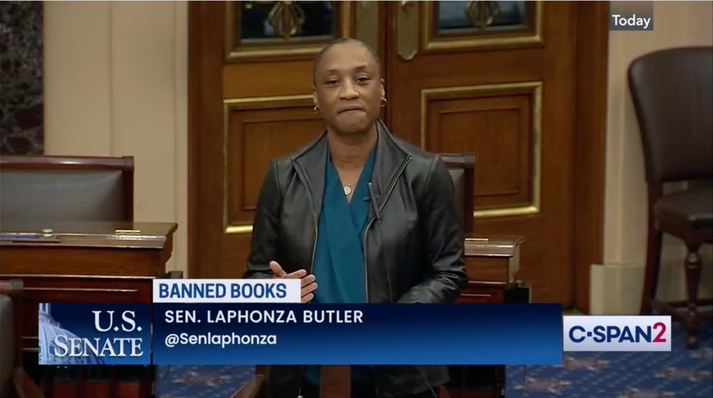 Sen. Laphonza Butler (D-CA) speaks on the Senate floor