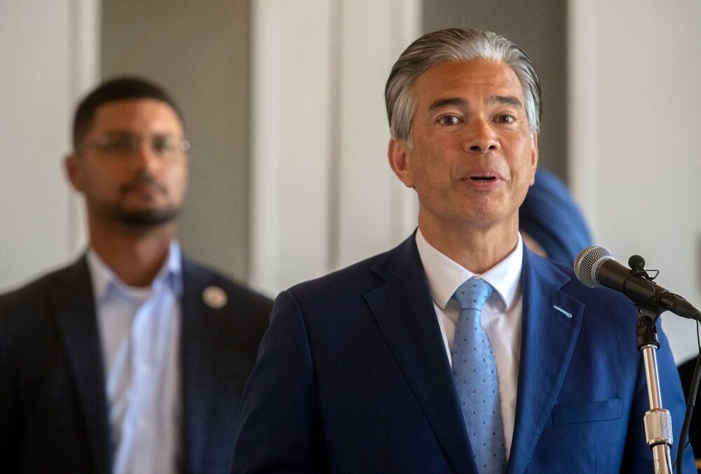 June 28, 2022: California Attorney General Rob Bonta speaks at a press conference after a hate crimes roundtable discussion
