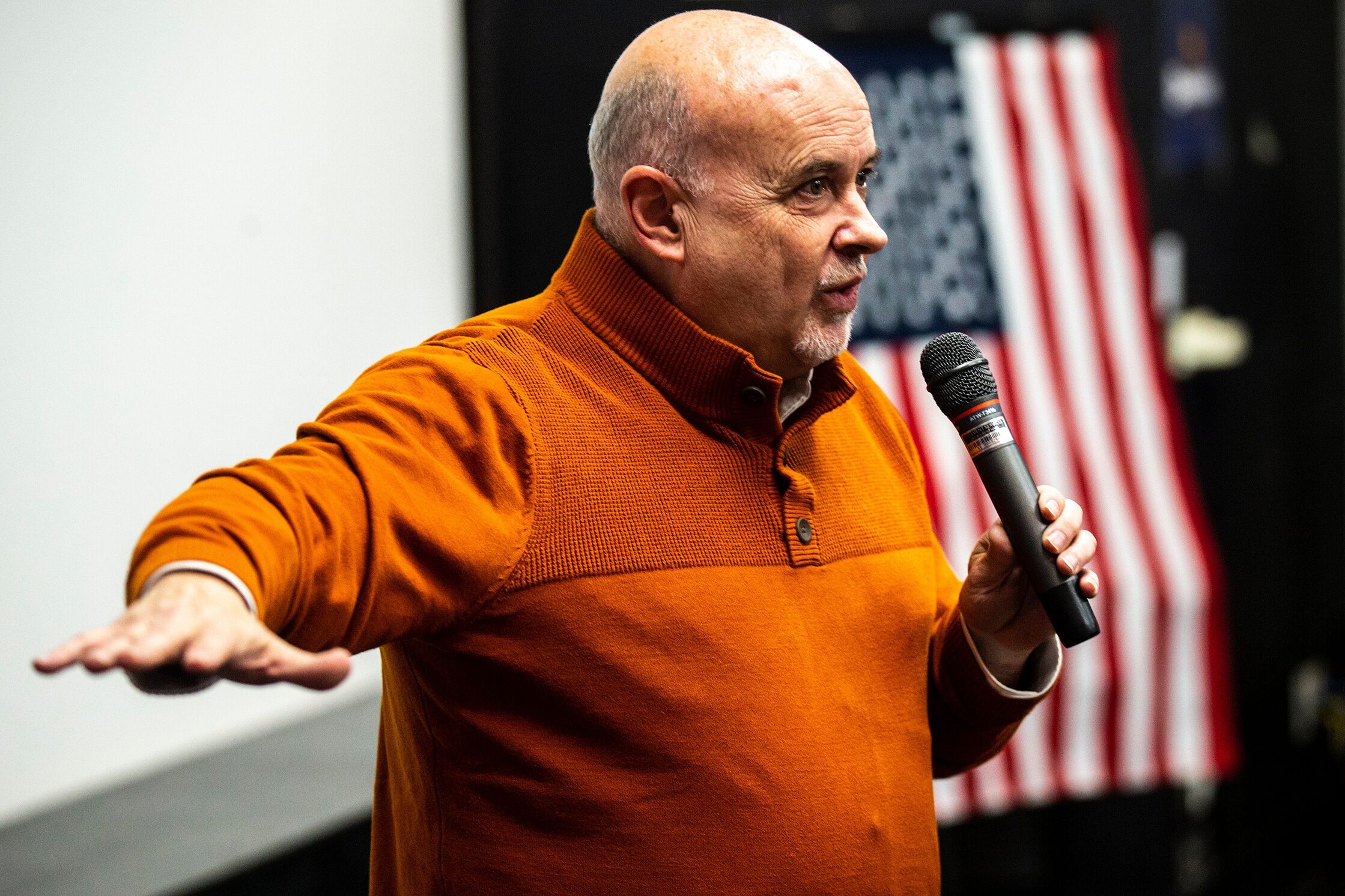 U.S. Rep. Mark Pocan, D-Wisc., speaks during a "Get Out The Vote" rally with the University of Iowa Democrats