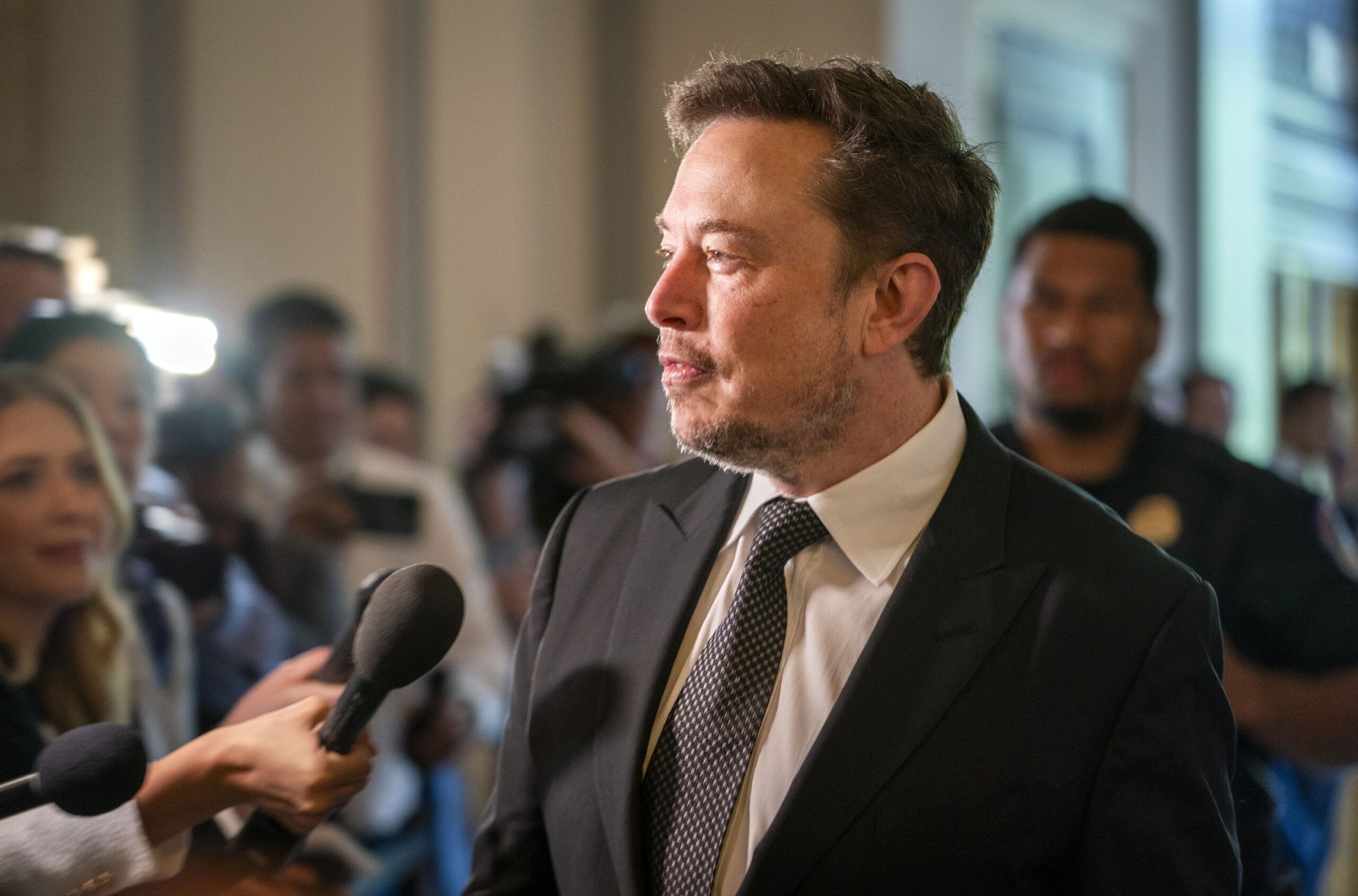 Sept. 13, 2023; Washington, D.C.: Elon Musk, X/Tesla - CEO, arrives before the start the Inaugural Artificial Intelligence Insight Forum With Key AI Stakeholders To Help Forge Bipartisan Consensus On Legislation To Capitalize On This Transformative Technology