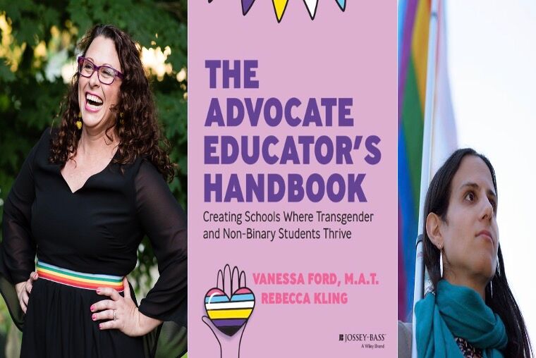 Composite. Headshot of "Advocate Educator's Handbook" author Vanessa Ford/Book Cover/headshot of author Rebecca Kling