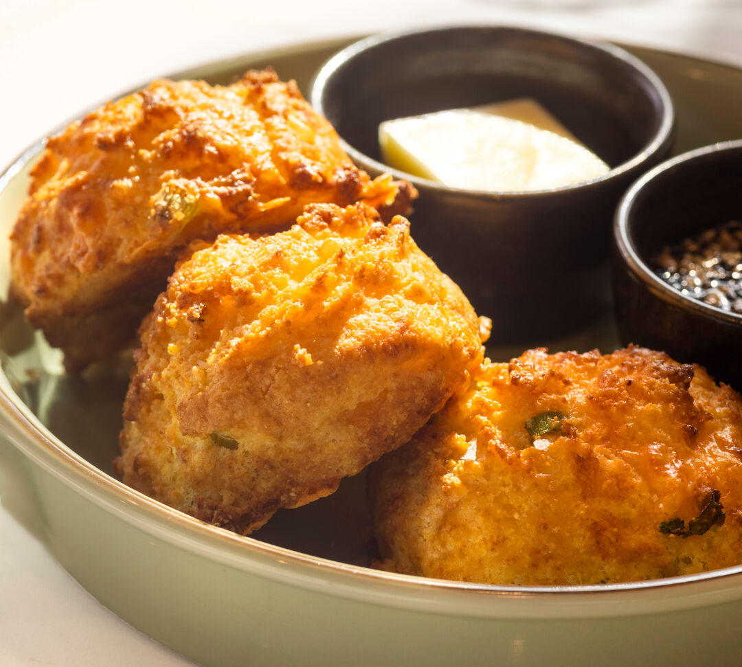 Cornmeal cheddar biscuits at Alice B.