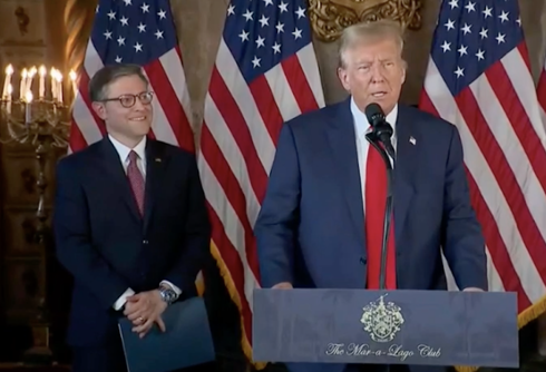 Trump & Mike Johnson hold bizarre press conference to introduce a law that already exists