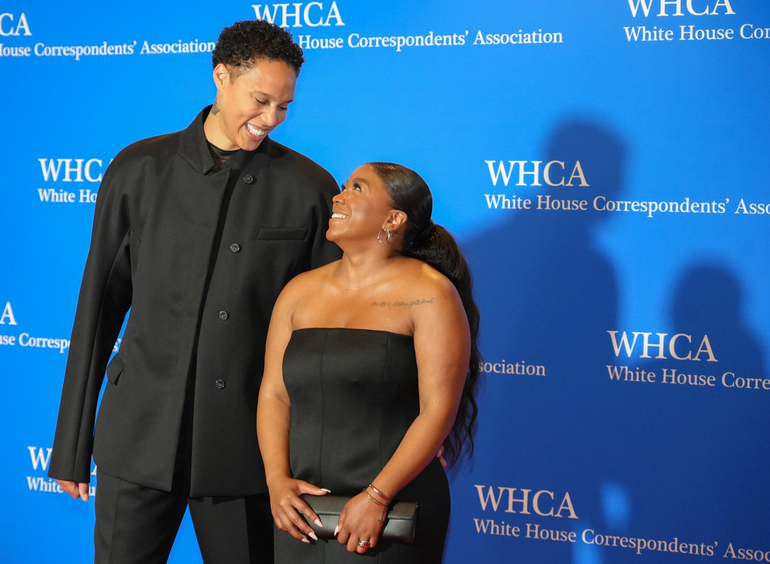 Apr 29, 2023; Washington, DC, USA; Brittney Griner and Cherelle Griner attend the White House Correspondents' Association dinner in Washington.. Mandatory Credit: Megan Smith-USA TODAY