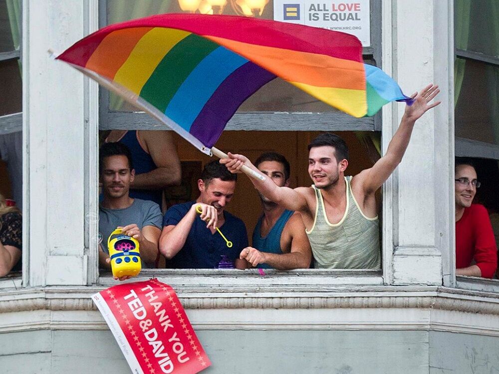 Korey Kuhl celebrating the end of Prop 8 in California in 2013