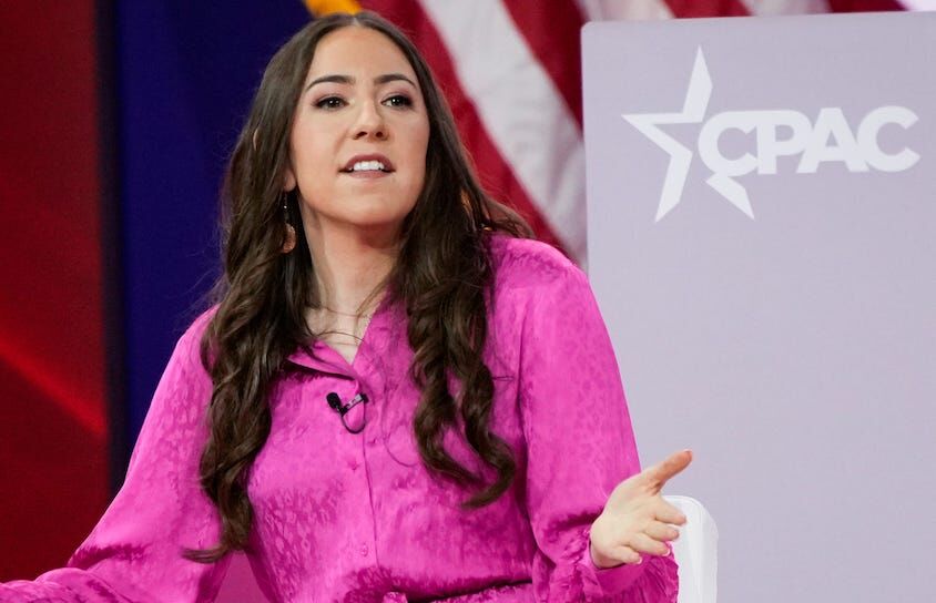 Mar 2, 2023; National Harbor, MD, USA; Chaya Raichik, creator of Libs of TikTok, during the Conservative Political Action Conference, CPAC 2023, at the Gaylord National Resort &amp; Convention Center on March 2, 2023. Mandatory Credit: Jack Gruber-USA TODAY