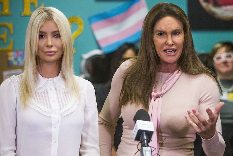 Sophia Hutchins, left, and Caitlyn Jenner of the Caitlyn Jenner Foundation, stopped at the Parsons Center for Health and Wellness to donate $20,000 to the Southwest Center to support the transgender community, Friday, November 2, 2018.