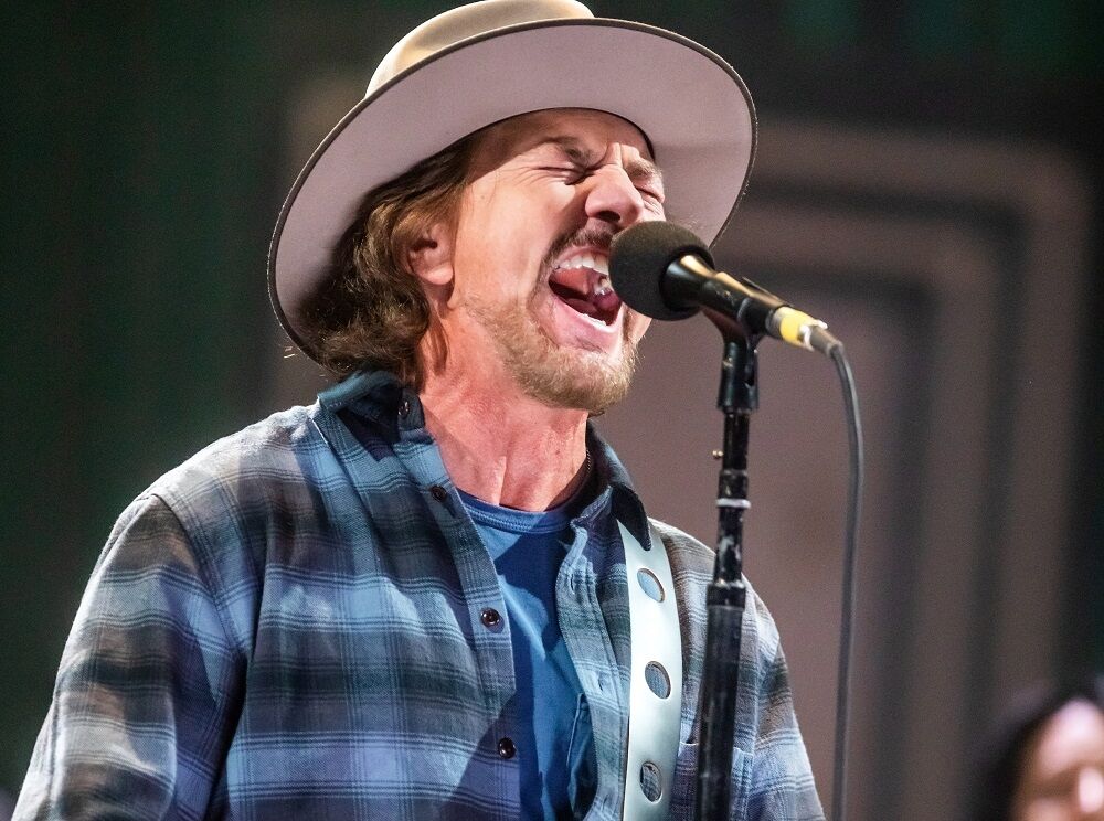 Eddie Vedder performs at the Grand Ole Opry House during a tribute to Leslie Jordan Sunday, February 19, 2023