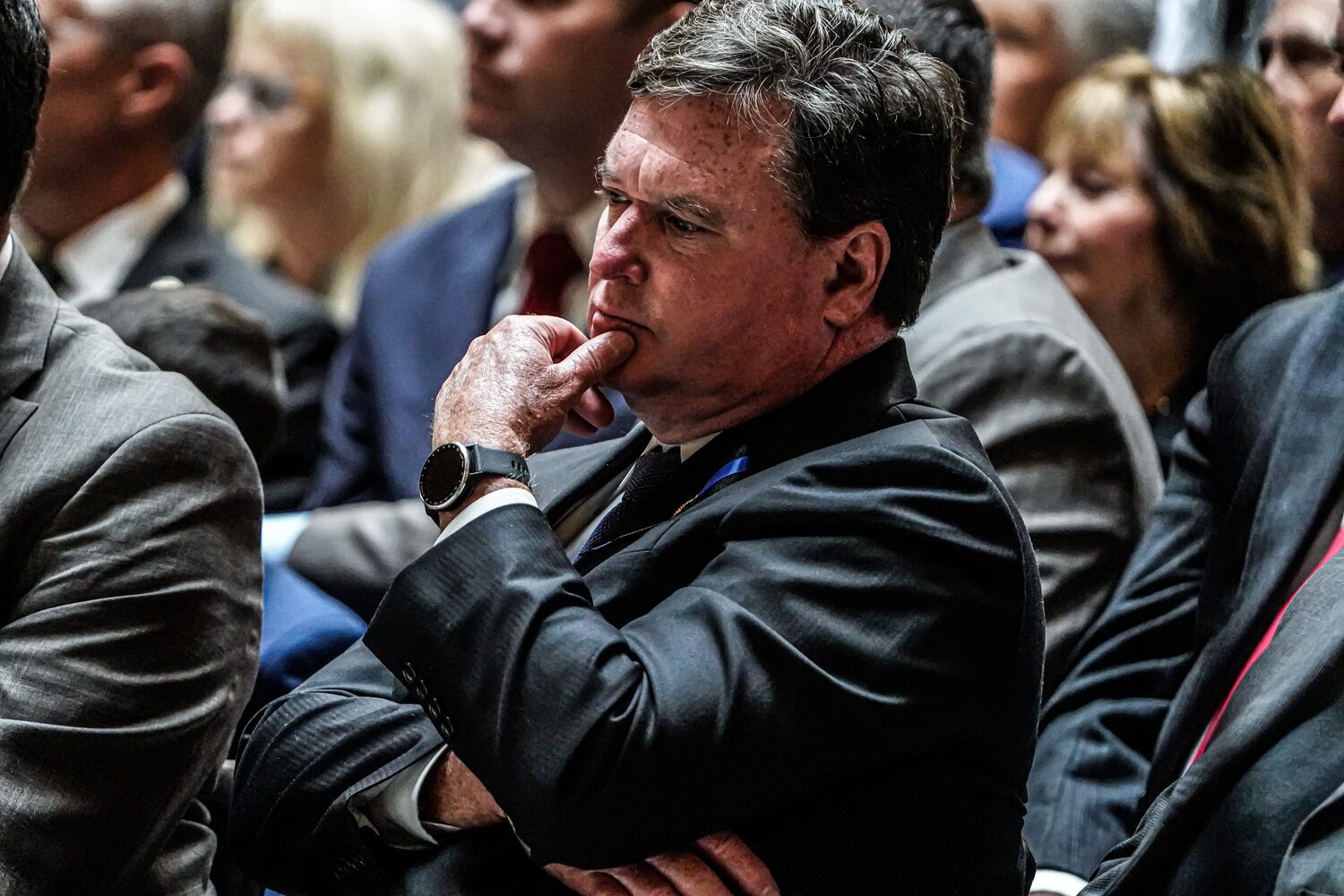 Indiana Attorney General Todd Rokita attends a memorial service for Sen. Jack Sandlin on Friday, Sept. 29, 2023 at the Indiana Statehouse in Indianapolis.