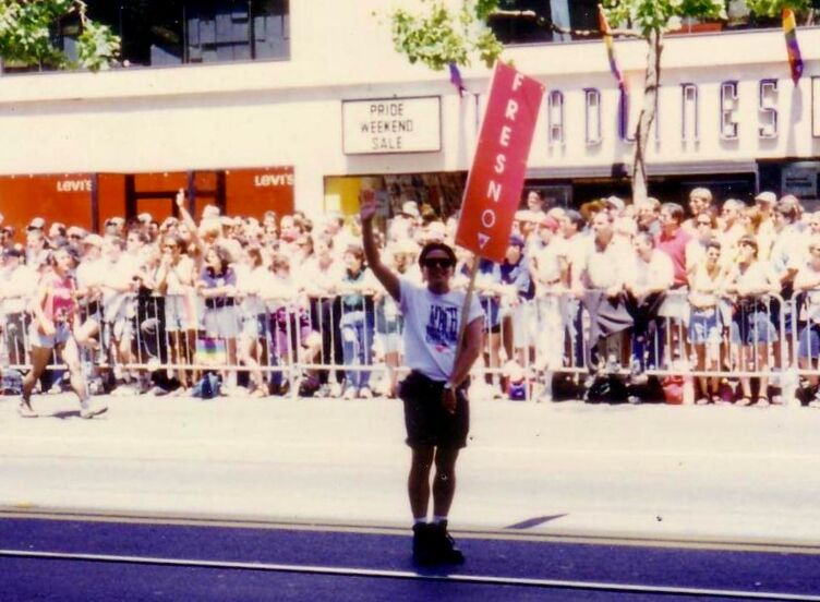 Peter Robertson marching at San Francisco Pride in 1993