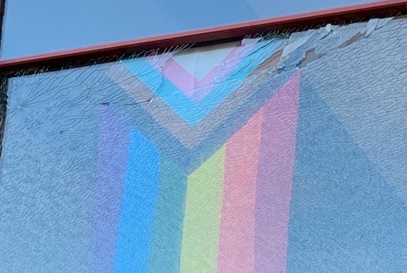 newberg-library-progress-pride-flag-bb-gun-window-hate-crime-vandalism