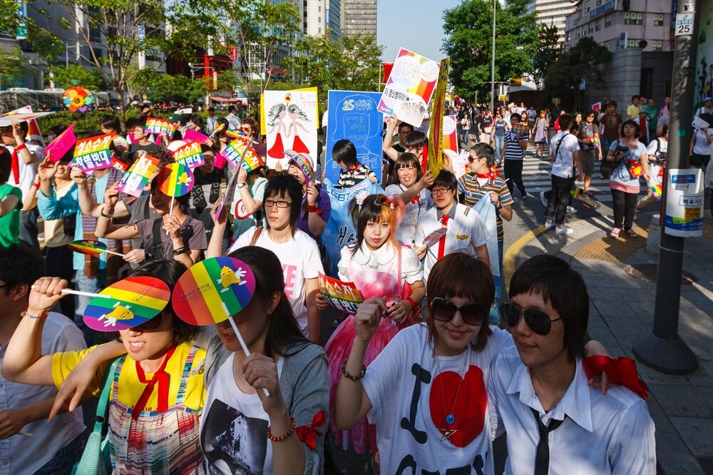 SEOUL, SOUTH KOREA - MAY 31, 2008: Gay Pride Parade in Jongno District, along Cheonggyecheon stream walk path