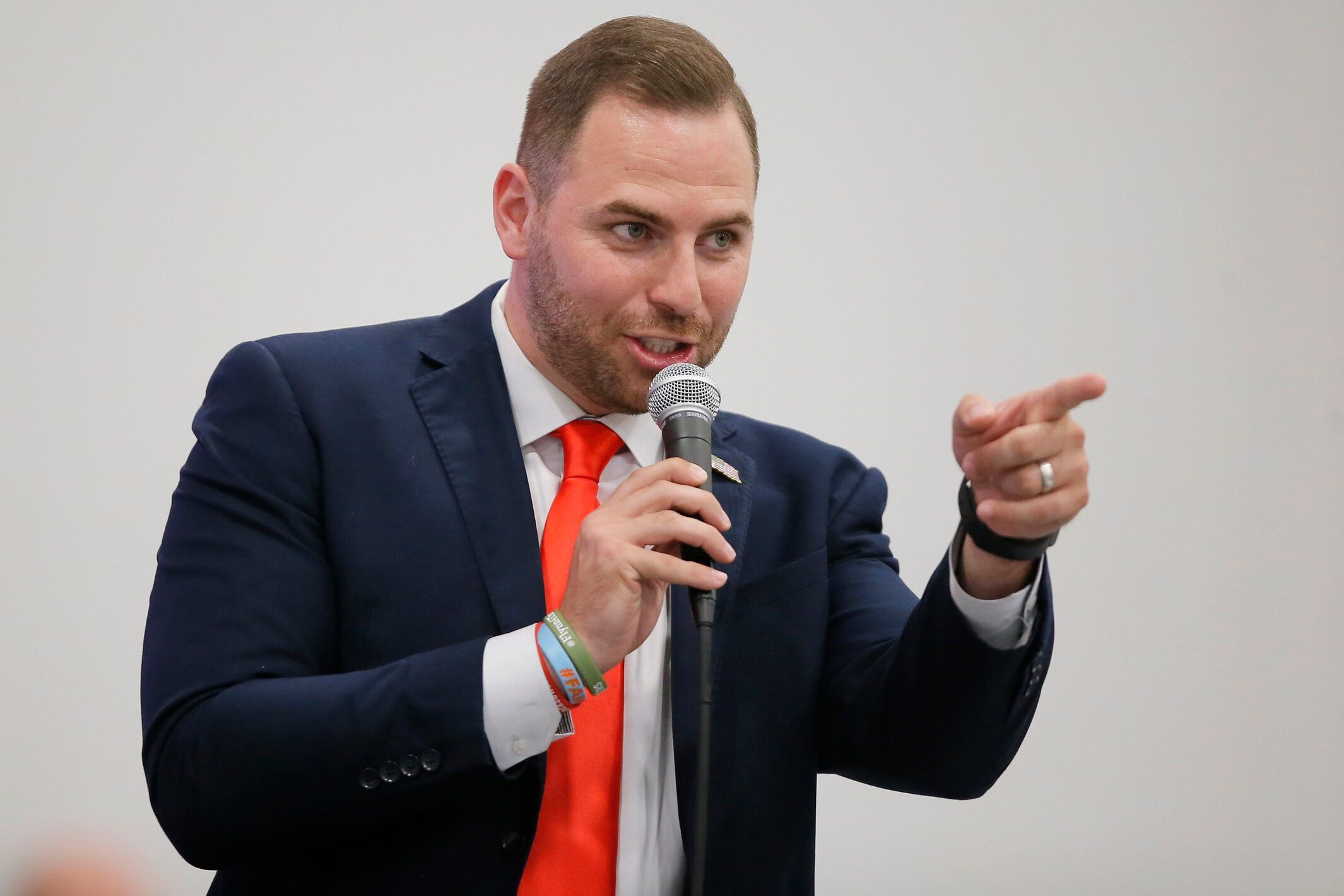 Then-Senate candidate Jackson Lahmeyer speaks during a rally for him in Oklahoma City, Friday, March 4, 2022