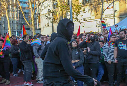 Hooded men throw rocks & paint at Pride parade marchers in nation’s capital