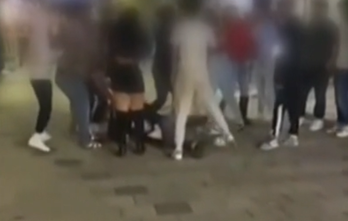 Scene from the video of the alleged attack