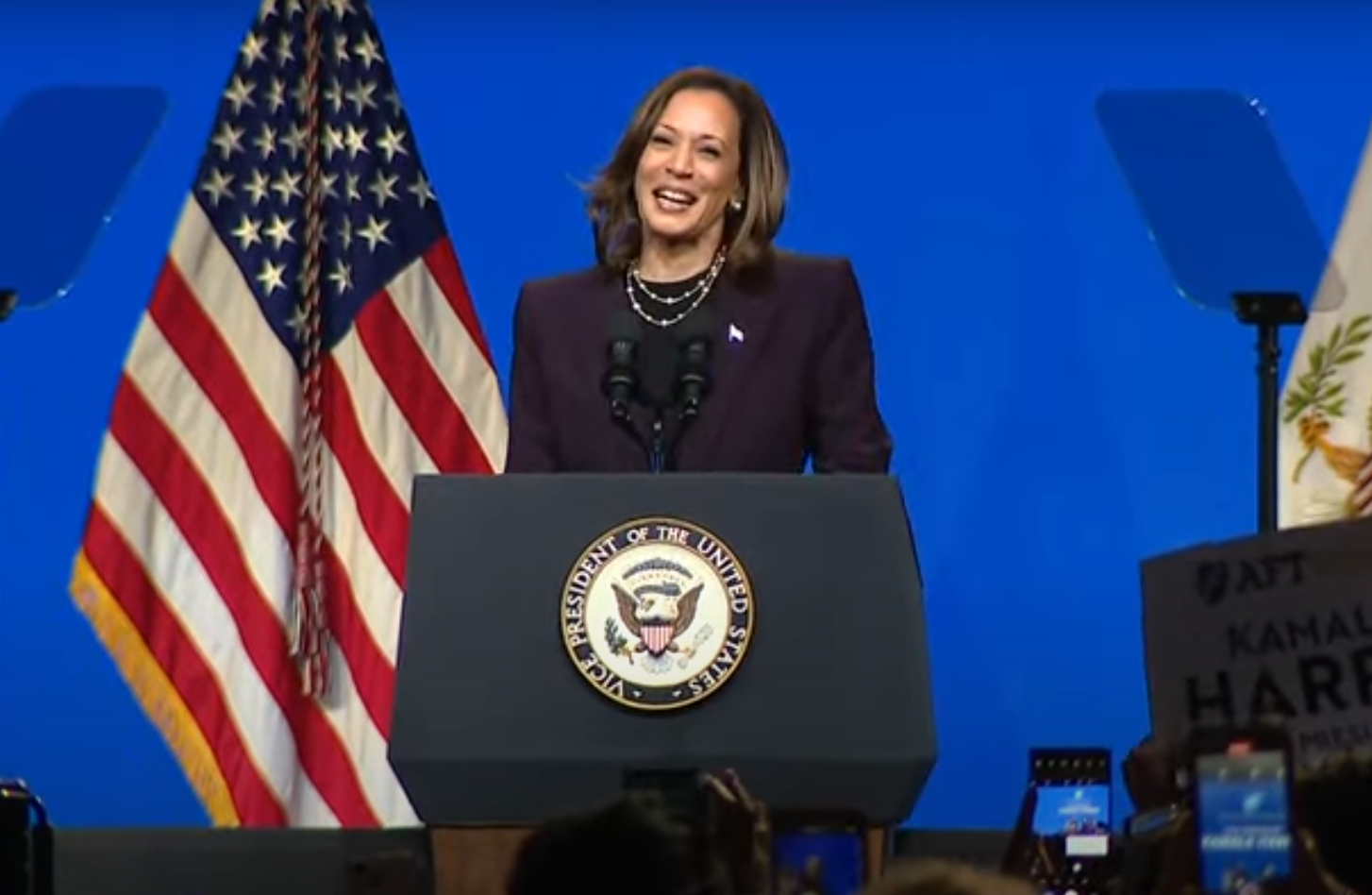 Vice President Kamala Harris speaking to the American Federation of Teachers in Houston on Thursday