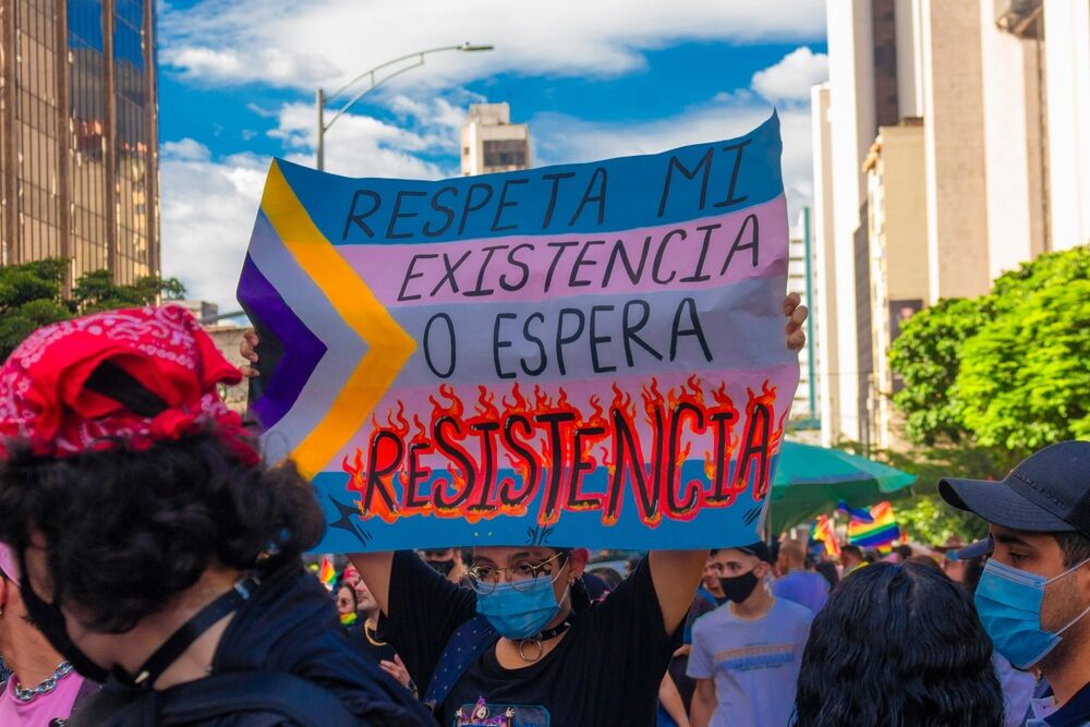 Medellín, Antioquia - Colombia. July 4, 2021. Colombians walk through the Gay Pride parade