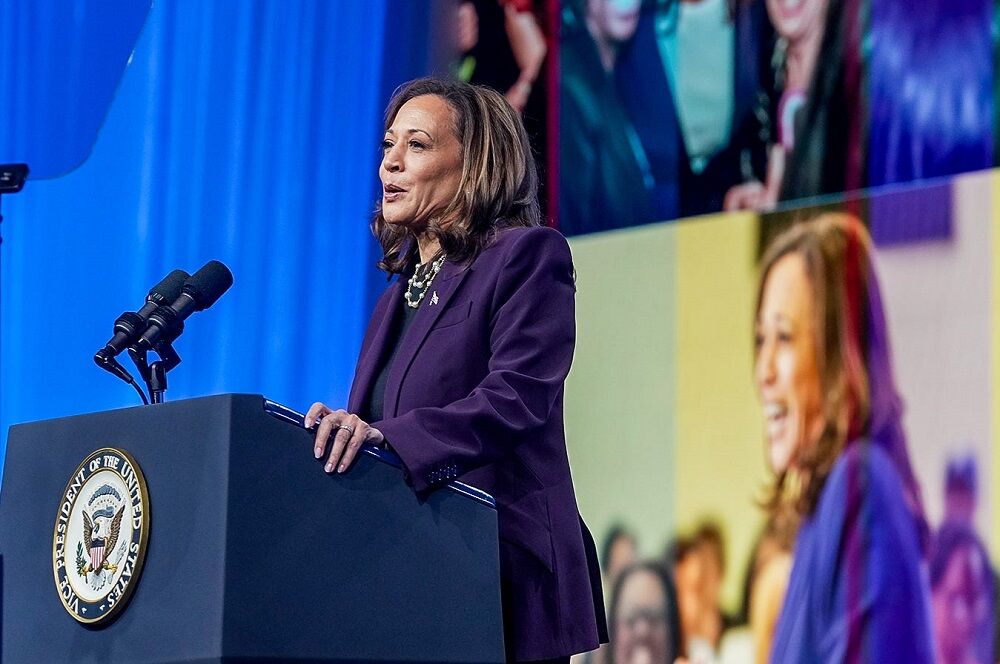 Vice President Kamala Harris speaks at The American Federation of Teachers National Convention Thursday, July 25, 2024, in Houston.