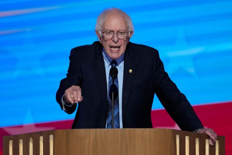 Sen. Bernie Sanders (Vt.) during the second day of the Democratic National Convention at the United Center.