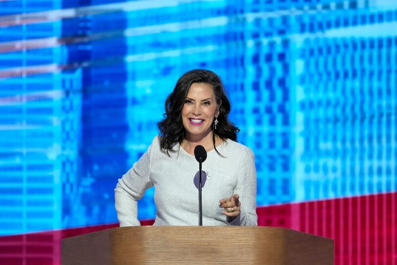 Michigan Gov. Gretchen Whitmer speaks during the final day of the Democratic National Convention at the United Center.