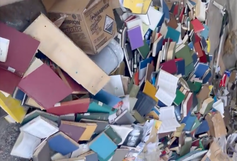 Some of the trashed books from the New College of Florida