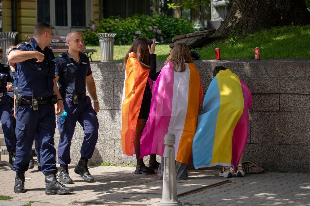 Sofia, Bulgaria - June 22, 2024: The Sofia Pride event in support of LGBT rights lesbian, gay, transgender and bisexual is being held in Sofia for the 17th time.