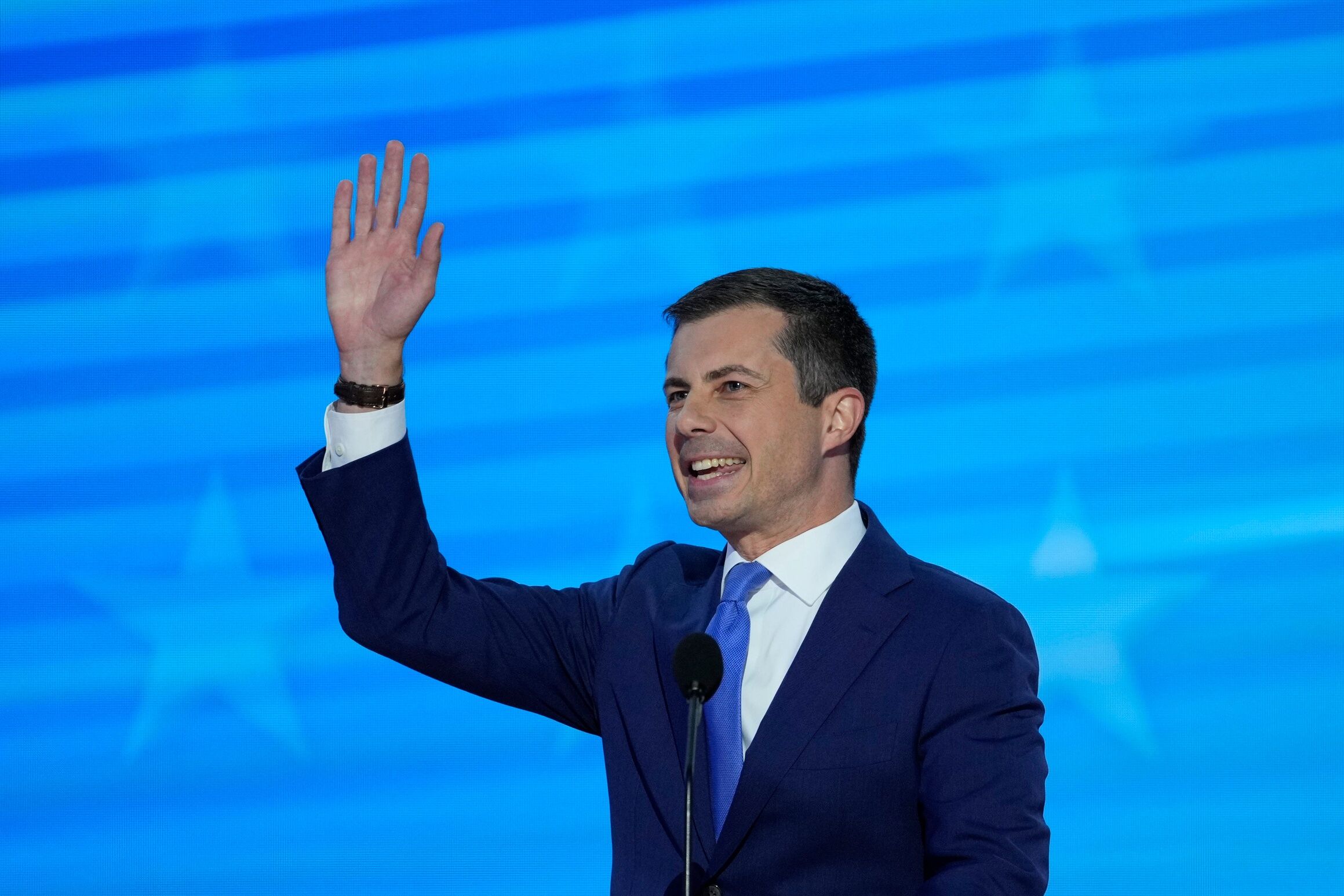 Sec. Pete Buttigieg speaks during the third day of the Democratic National Convention