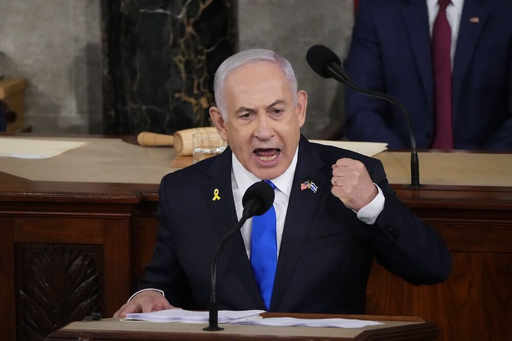 Benjamin Netanyahu, Prime Minister of Israel, addresses the U.S. Congress on July 24, 2024 in Washington.