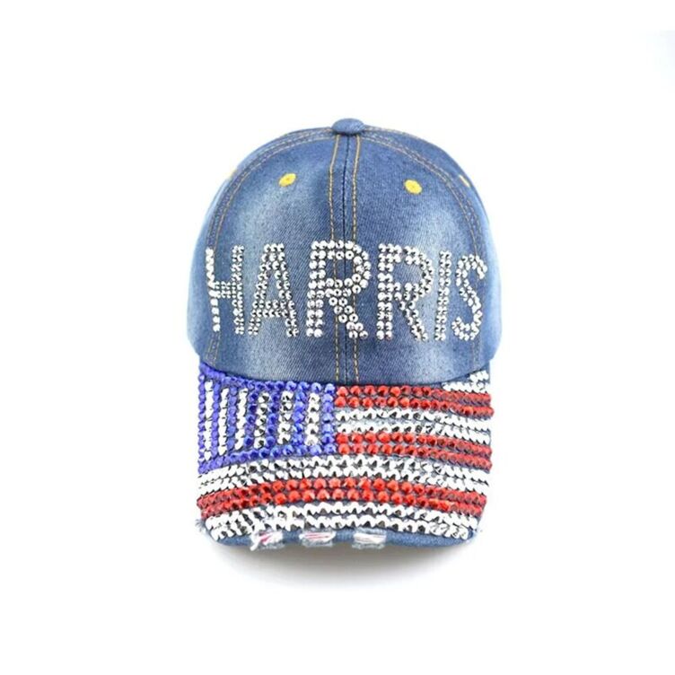 Kamala Harris Rhinestone Crystals Adjustable Hat