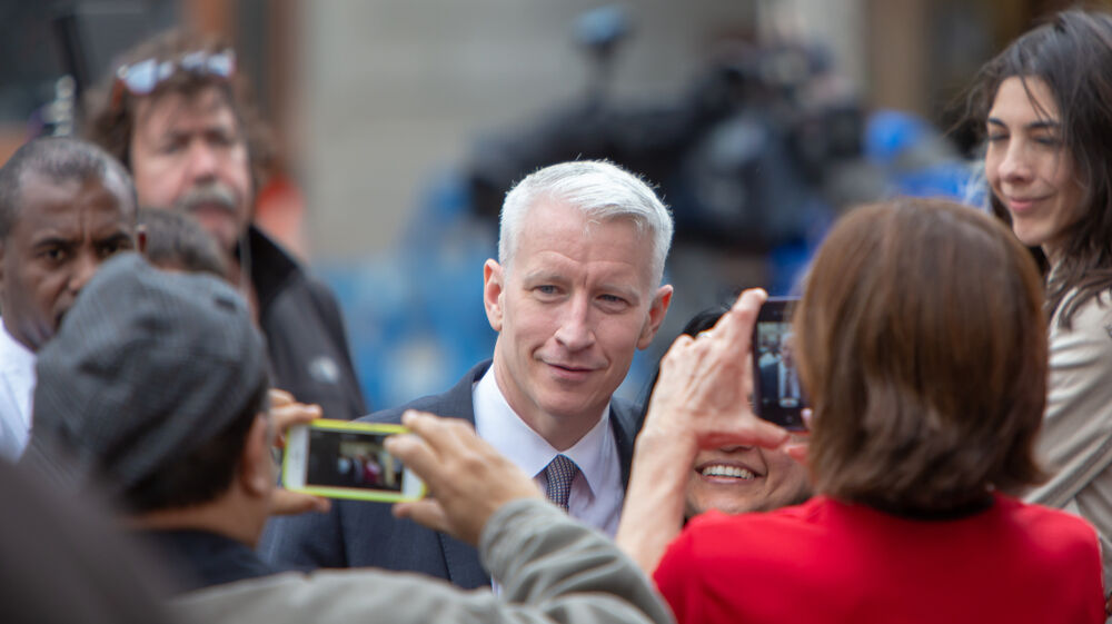 Boston, Massachusetts/USA - April 19, 2013: Anderson Cooper in Boston after the marathon bombing.