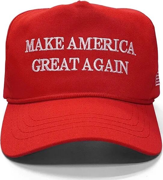 A red MAGA baseball cap