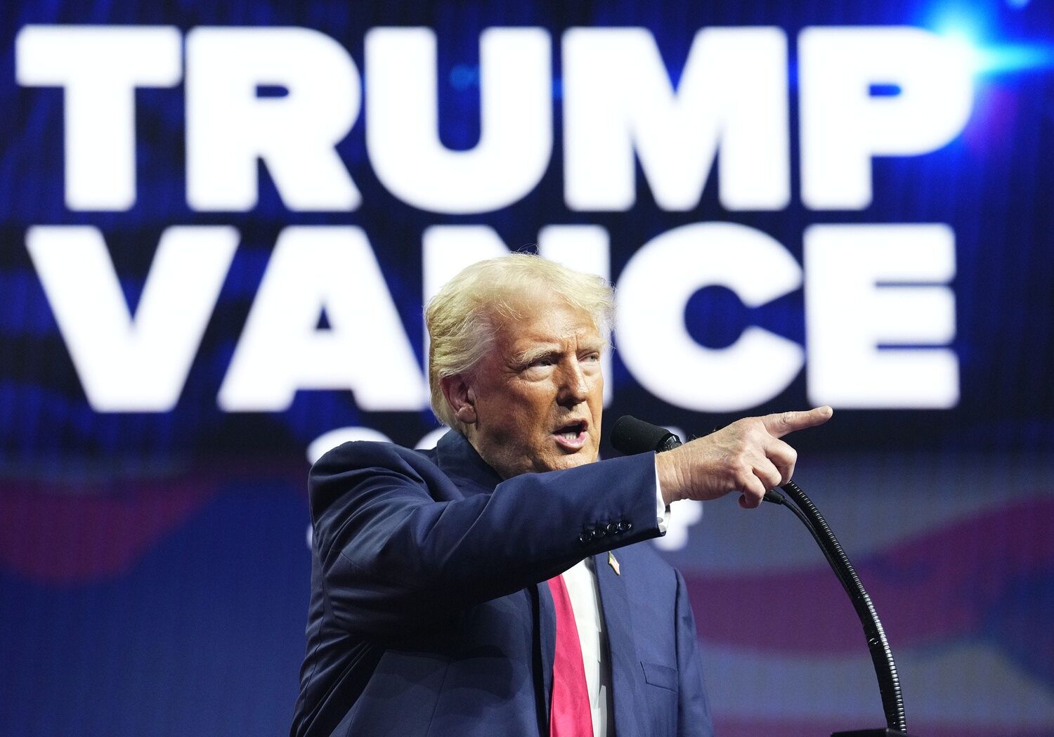 Former President Donald Trump holds a campaign rally at Desert Diamond Arena in Glendale on Aug. 23, 2024.