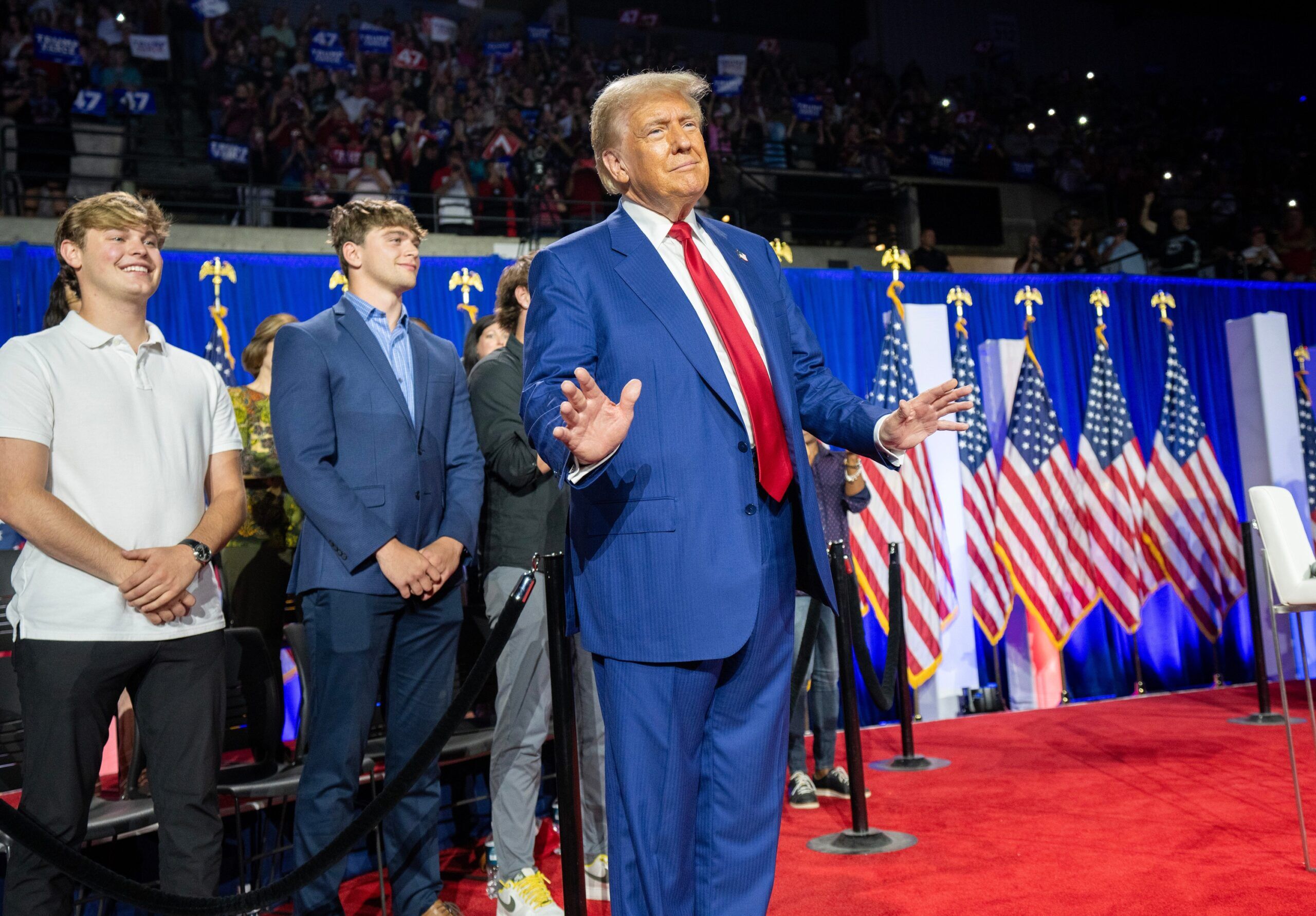 Former President Donald Trump makes a campaign appearance Thursday, August 29, 2024 at the La Crosse Center in La Crosse Wisconsin.