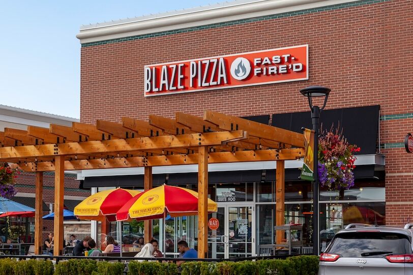 Buffalo, New York, USA- September 2, 2019: A Blaze Pizza restaurant in Buffalo, New York, USA. Blaze Pizza LLC is a Pasadena, California-based chain within the fast-casual dining restaurants category