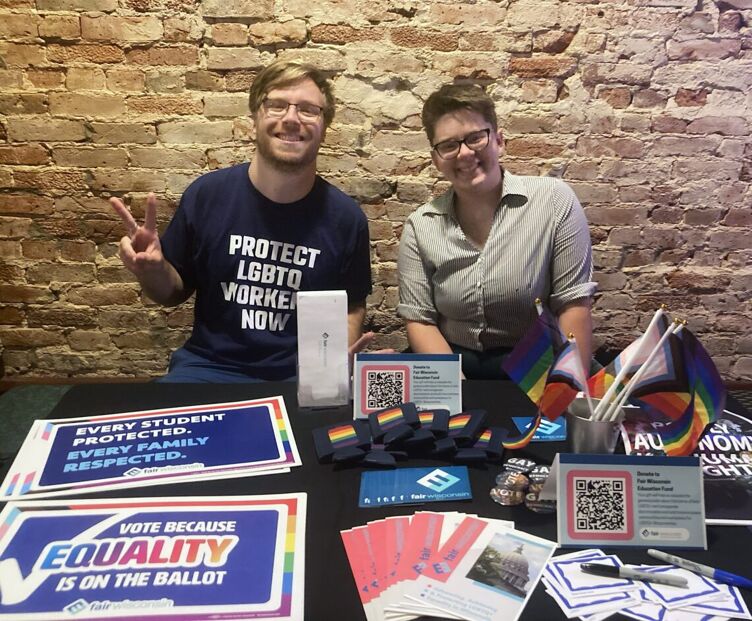 Fair Wisconsin policy and advocacy director Sean O'Brien, left, and statewide organizer Cait Mallery. Photo provided by Fair Wisconsin.