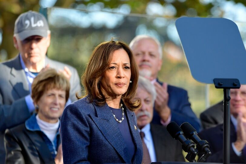 Kamala Harris during an October 16, 2024 campaign event in Bucks County, Pennsylvania