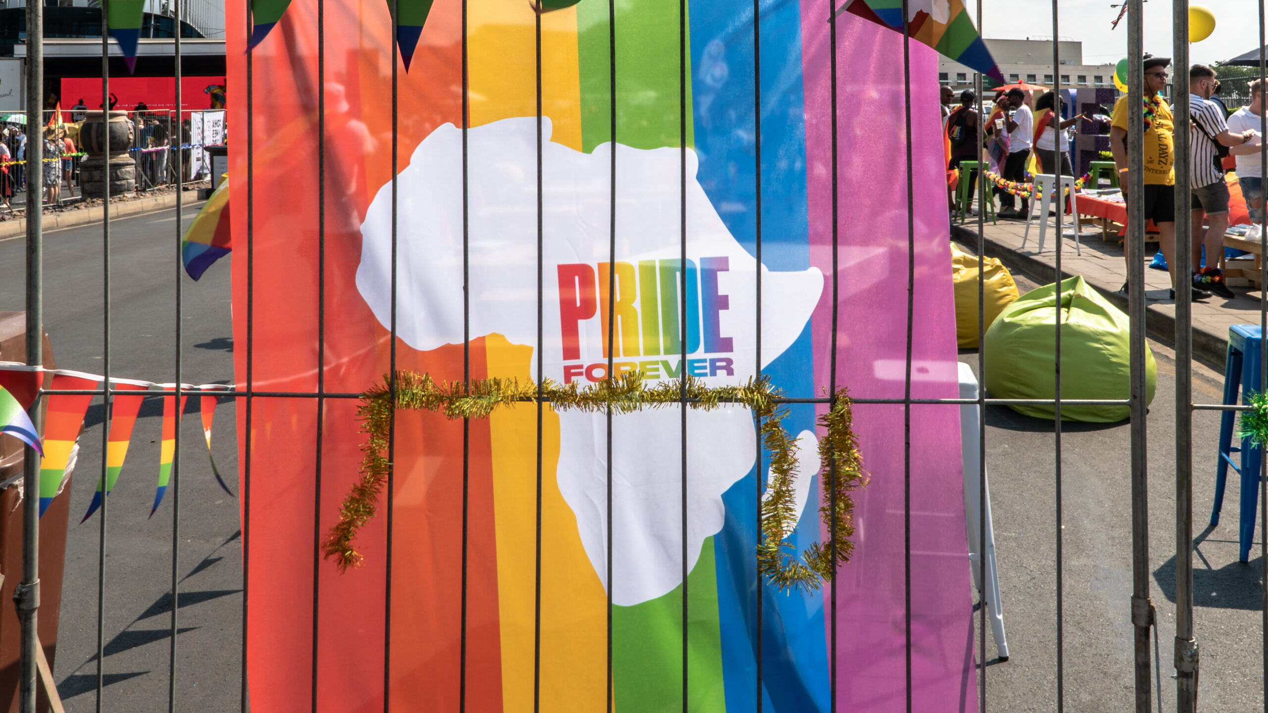 Johannesburg, South Africa - October 2019: Pride Africa banner displayed during South Africa gay pride march