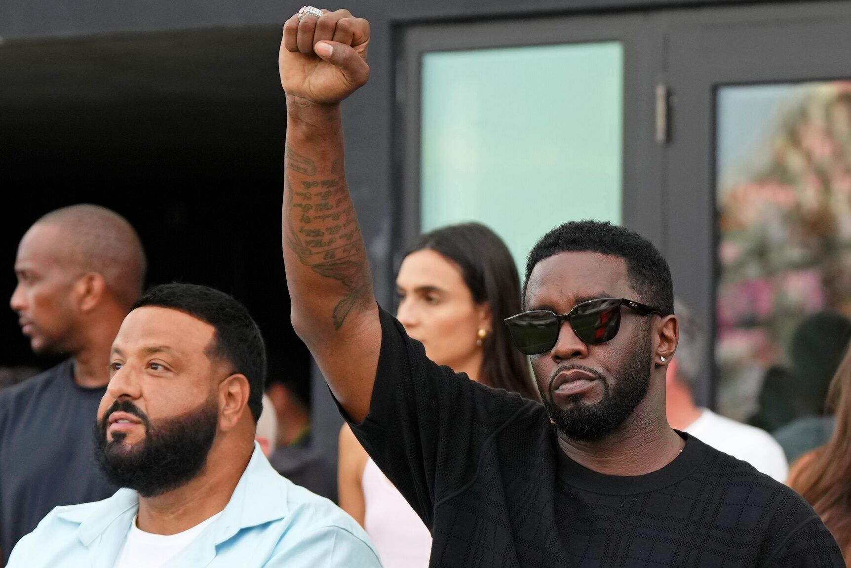 July 25, 2023; Fort Lauderdale, FL: Recording artists DJ Khaled and Sean Combs attend the game between Inter Miami CF and Atlanta United